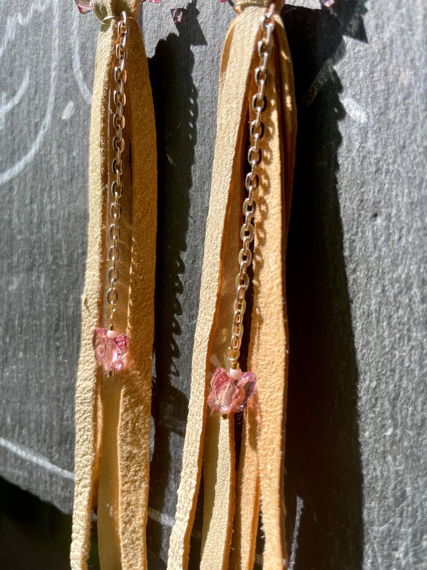 Baby Pink Forget Me Not Hoop Earrings