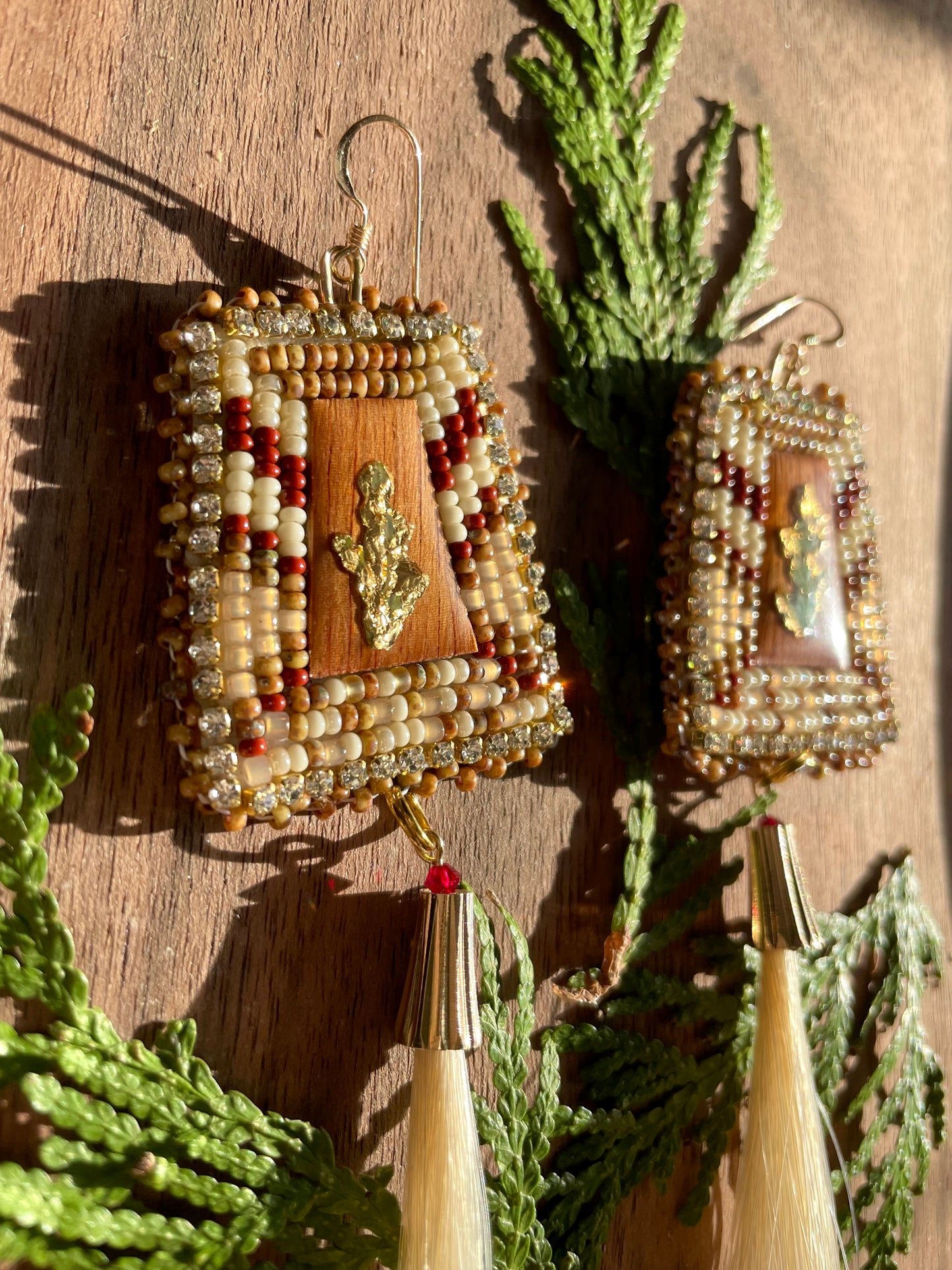 Golden Cedar Horse Hair Earrings