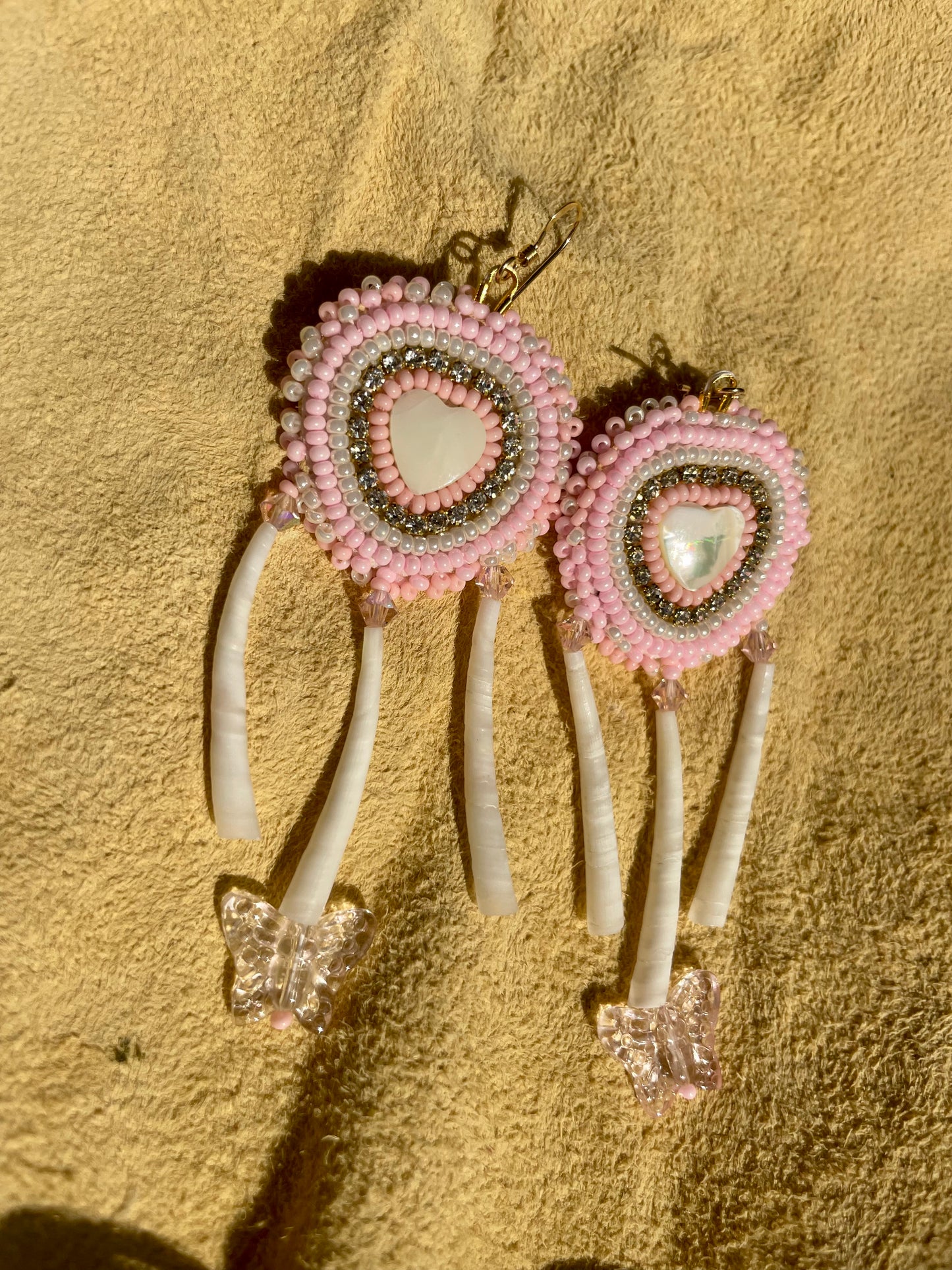 Heart & Butterfly Dentalium Earrings