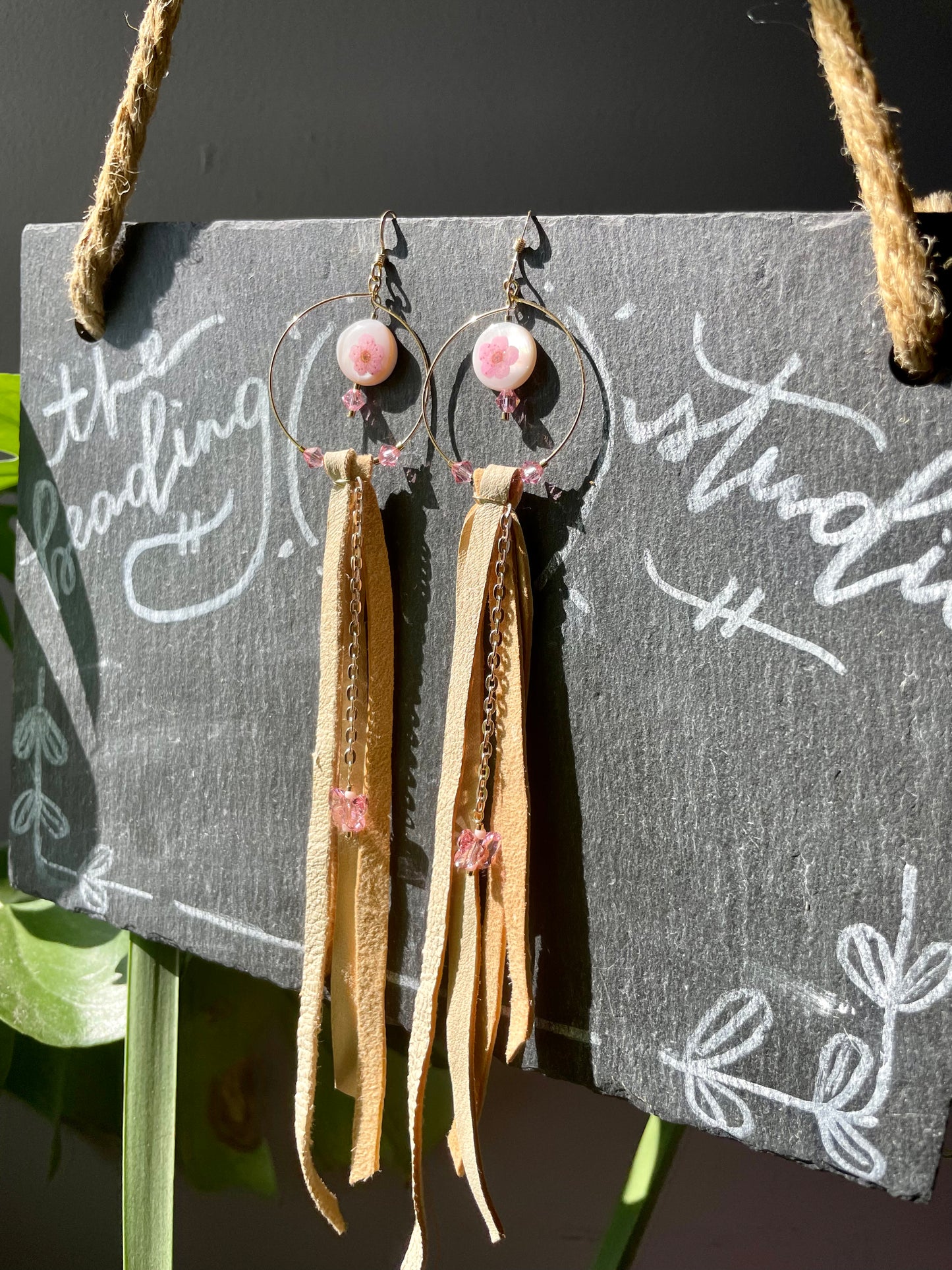 Baby Pink Forget Me Not Hoop Earrings