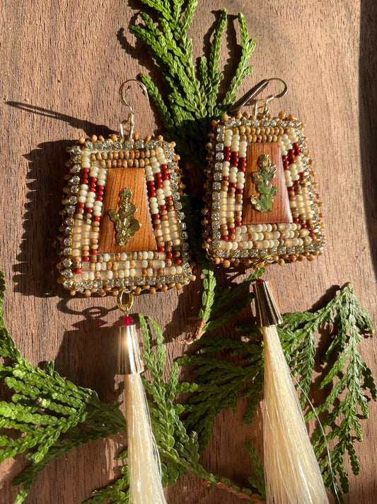 Golden Cedar Horse Hair Earrings