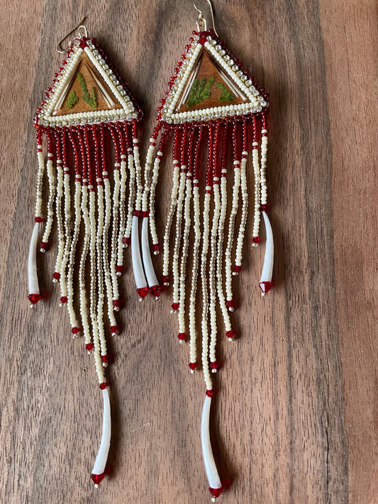 Cedar & Quill Burgundy Dentalium Earrings